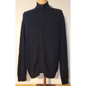 Robert Graham Mens Full-Zip Cotton Sweater Black Large